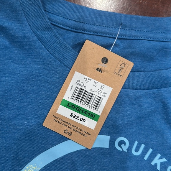 Quiksilver Blue and Yellow Short Sleeve Tee - Picture 2 of 3